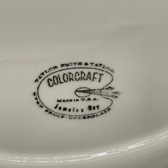Vtg TST Colorcraft Jamaica Bay Atomic Starburst Oval Platter - Picture 6 of 8